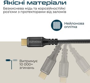 Кабель зєднувальний USB-C - USB-C Promate powerbolt240-2m.black