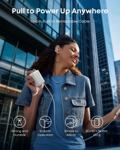 Батарея універсальна Anker Nano 10000mAh 45 Built-In USB-C Cable White (A1638H21)