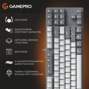 Фото: Клавіатура GamePro Genesis Metallic MK110G Red Switches Grey № 19 | KTC