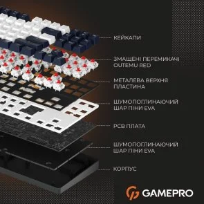Фото: Клавіатура GamePro Genesis Metallic MK110B Red Switches Black № 14 | KTC