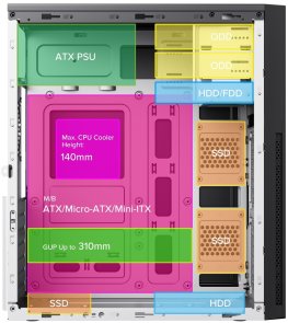 ATX, Gamemax ET-216-NP-2U3, No PSU, 2xUSB3.0, Black