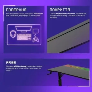 Фото: Стіл для геймерів Proove Gaming Glitch Black (GTGL00140101) № 12 | KTC
