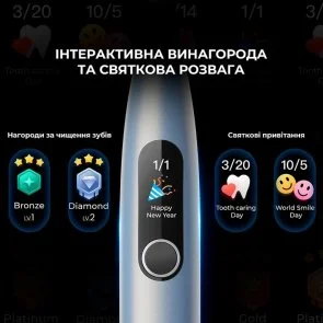 Фото: Електрична зубна щітка Oclean X Plus Pro Digital Silver + Travel case (6970810556179) № 7 | KTC