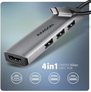 USB-хаб Axagon HMC-H3A Grey