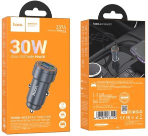 Автомобільний зарядний пристрій Hoco Z57A Glorious 30W Metal Gray (6942007633109)