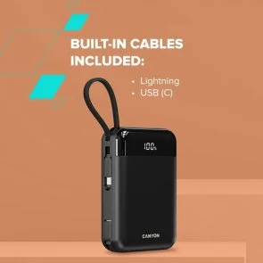 Фото: Батарея універсальна Canyon OnPower 204 20000mAh 22.5W Built-In USB-C / Lightning (CNS-CPB204B) № 8 | KTC