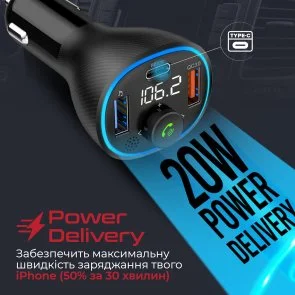 Фото: FM-трансмітер + АЗП Promate PowerTune-38W Black (6959144060217) № 4 | KTC