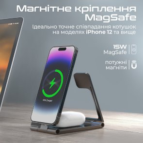  Бездротова зарядна станція Promate aurafold-trio (6959144063645)