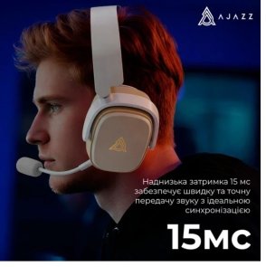 Гарнітура Ajazz AHM09 Max WL/BT Gray/White (AHM09-MAX-GW)