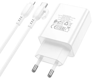 Зарядний пристрій BOROFONE BA21A Pro Long 20W White with Type-C / Lightning (6941991111419)