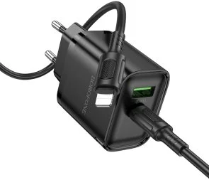 Фото: Зарядний пристрій BOROFONE BA83A Flare Star QC3.0 PD 20W Black with Type-C / Lightning (6941991117350) № 3 | KTC