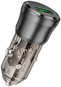 Автомобільний зарядний пристрій BOROFONE BZ23 Noble 3A Transparent Black (6941991106903)