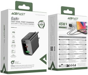 Зарядний пристрій Acefast A106 QC3.0 PD GaN 45W Black (6974316284031)