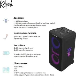 Фото: Акустика для вечірок Klipsch Miami Black (1073417) № 7 | KTC
