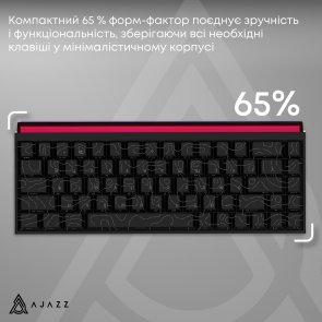 Клавіатура, Ajazz NK68 Red Switch Side Contour ENG/UKR USB, Black ( Gaming )