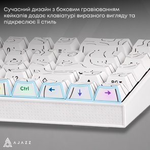 Клавіатура, Ajazz NK68 Red Switch Side Contour ENG/UKR USB, White ( Gaming )