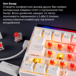 Клавіатура, Ajazz NK68 Red Switch ENG/UKR USB, White ( Gaming )