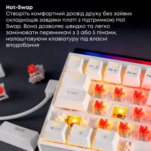 Фото: Клавіатура Ajazz NK68 Red Switch USB White (NK68-R-W) № 11 | KTC