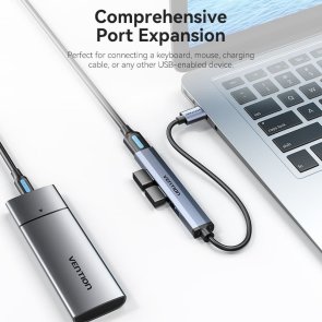 Хаб USB 3.0 4 Port Vention, 0.15m, Grey