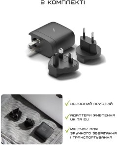 Зарядний пристрій Native Union Fast GaN Charger PD 67W Black (FAST-PD67-BLK-2CA)