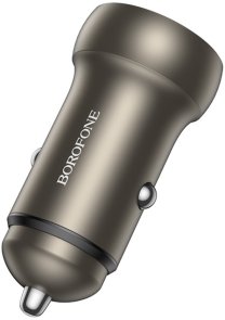 Автомобільний зарядний пристрій BOROFONE BZ32A Fresh 30W Metal Gray (6941991118579)
