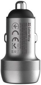 Автомобільний зарядний пристрій ColorWay 70W PD QC3.0 Gray (CW-CHA066PD-GR)