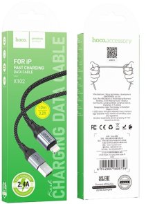 Кабель Hoco X102 Fresh 2.4A AM / Lightning 1m Black (6942007608756)