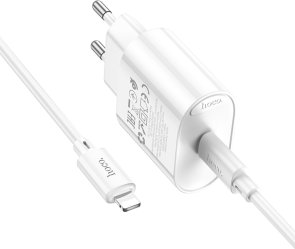 Зарядний пристрій Hoco C109A Fighter QC PD 20W White with Type-C/Lightning (6942007656665)