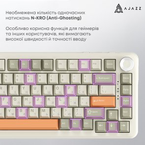 Клавіатура Ajazz AK820 Max Flying Fish Switch RGB WL/BT/USB Beige (AK820MAX-FF-R)