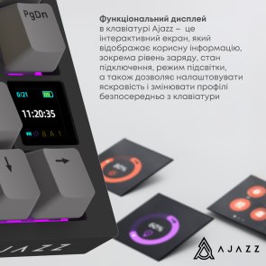 Клавіатура Ajazz AK820 Pro Flying Fish Switch RGB With Screen Wireless Black (AK820PRO-FF-BGY)