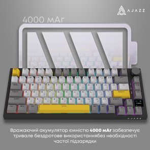 Клавіатура Ajazz AK820 Pro Flying Fish Switch RGB With Screen Wireless Black (AK820PRO-FF-BGY)