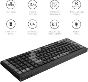 Фото: Клавіатура OfficePro SK985B Wireless Black № 12 | KTC