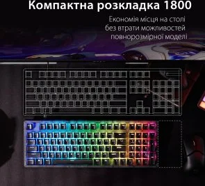 Фото: Клавіатура HyperX Origins 2 1800 HX Red ENG/UKR USB Black (B4QS4AA) № 10 | KTC