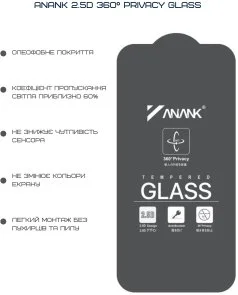 Фото: Захисне скло Anank for Apple iPhone 16 Pro Max - 2.5D 360 Privacy (2003208) № 3 | KTC