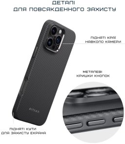 Чохол Pitaka for Apple iPhone 16 Pro - Military-Grade Protective Classic Twill 600D Black/Grey (KI1601PPA)