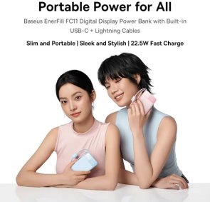 Батарея універсальна Baseus EnerFill FC11 10000mAh 22.5W Cosmic Black + Built-in Cables Lightning / Type-C (E0027R04)