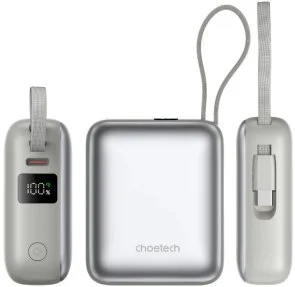 Фото: Батарея універсальна Choetech B832 10000mAh 35W Buid-in Type-C Cabel Grey (B832-GY) № 5 | KTC
