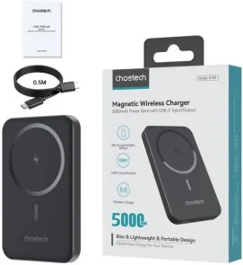Фото: Батарея універсальна Choetech B709 Magnetic Wireless 5000mAh 20W Qi 15W Black (B709-CCBK) № 3 | KTC
