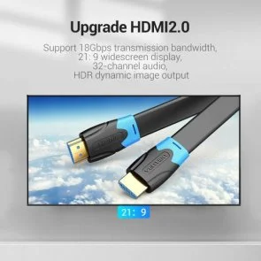 Фото: Кабель Vention Flat Design PVC 4K v.2.0 HDMI / HDMI 1m Black (AAKBF) № 5 | KTC