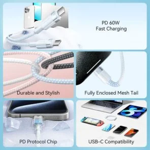 Фото: Кабель Vention 60W Type-C / Type-C 1m White (TRDWF) № 6 | KTC