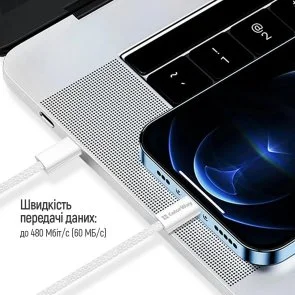 Фото: Кабель ColorWay CBPDCL068 Type-C / Lightning 3A 27W 2m Grey (CW-CBPDCL068-GR) № 14 | KTC