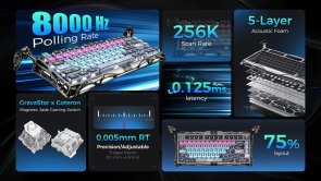 Клавіатура Gravastar Mercury V75 Pro 80key GravaStar x Gateron Magnetic Jade Gaming USB Cyberpunk