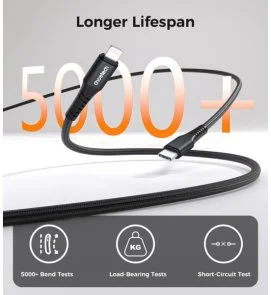 Фото: Кабель Choetech XCL-1030-BK PD 27W Type-C / Lightning 1m Black № 9 | KTC
