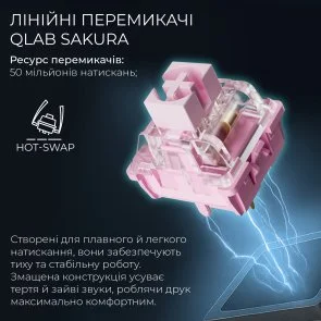 Фото: Клавіатура GamePro Asgard Valhalla QLAB Sakura Switch WL/BT/USB Black (MK160-B-QS-PRO) № 8 | KTC
