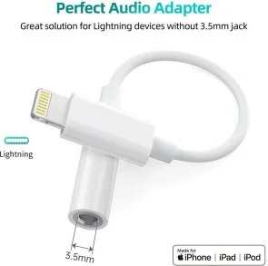 Фото: Перехідник Choetech Lightning / jack 3.5mm F 0.1m White (AUX005) № 3 | KTC
