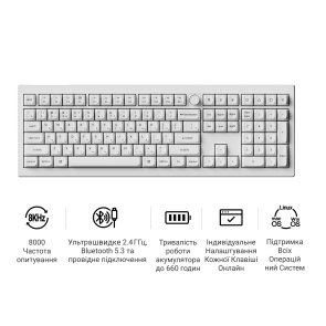 Клавіатура Keychron V6 Ultra Keychron Red Switch RGB White (V6U-F1-UA)