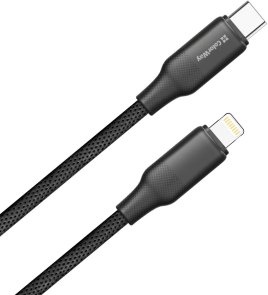 Кабель ColorWay TPE embossed 30W Type-C / Lightning 1m Black (CW-CBPDCL101-BK)