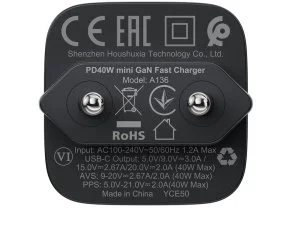 Фото: Зарядний пристрій Acefast A136 PD GAN 40W Black (6974316286233) № 9 | KTC
