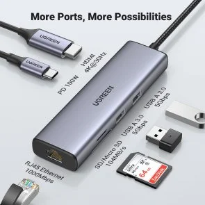Фото: USB-хаб UGREEN CM512 Gray (90568) № 2 | KTC
