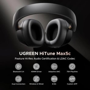 Навушники накладні UGREEN HP203 HiTune Max5С Hybrid ANC, Black